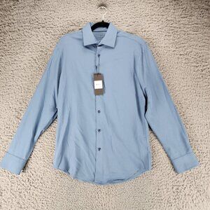 Brooklyn Brigade Shirt Mens Medium Blue Long Sleeve Button Up Modern Slim *NWT*